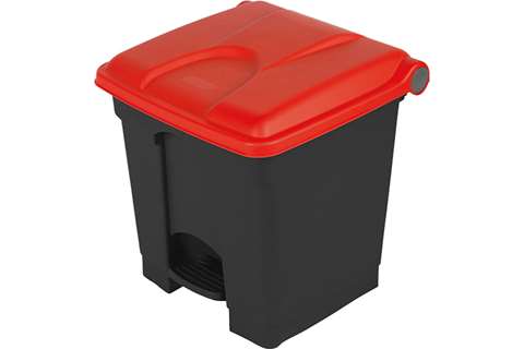Poubelle rectangulaire à pédale 30l - corps + couvercle recyclés 410x398x435mm