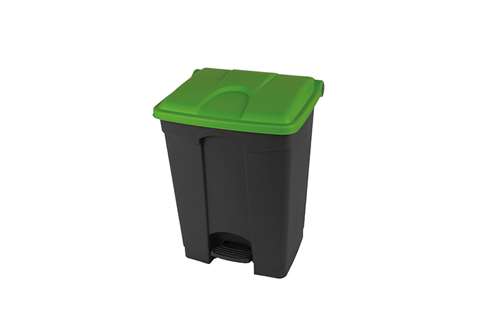 Poubelle rectangulaire à pédale 70l - corps + couvercle recyclés 495x412x673mm