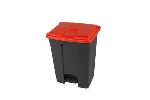 Poubelle rectangulaire à pédale 70l - corps + couvercle recyclés 495x412x673mm