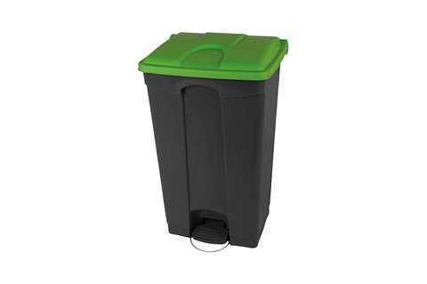Poubelle rectangulaire à pédale 90l - corps + couvercle recyclés 500x412x820mm