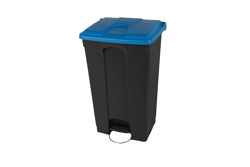Rectangular step-on waste bin 90l - recycled body + lid 500x412x820mm 