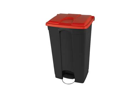 Poubelle rectangulaire à pédale 90l - corps + couvercle recyclés 500x412x820mm