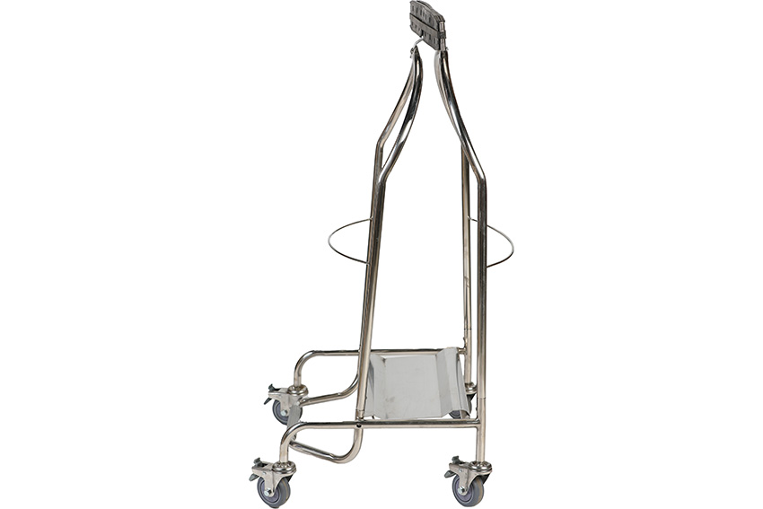 Porte-sac avec pédale + pince caoutchouc - 4 roues caoutchouc avec frein - aisi304 