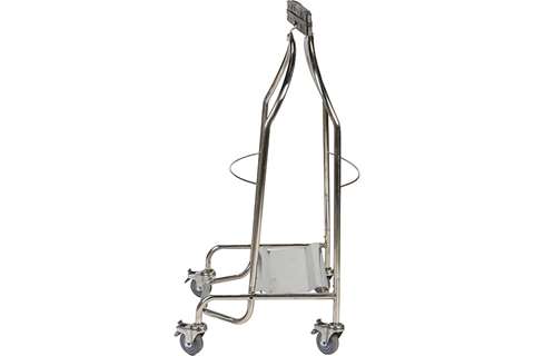 Edelst.-sackhalter mit Pedal + Gummikl. - 4 Gummirollen mit Bremse - Aisi1.4301