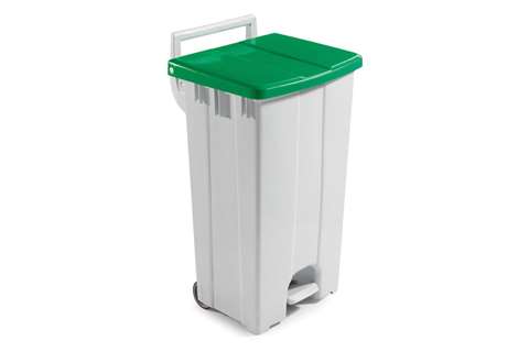 Poubelle avec couvercle coloré - 90 l - avec pédale et 2 roues