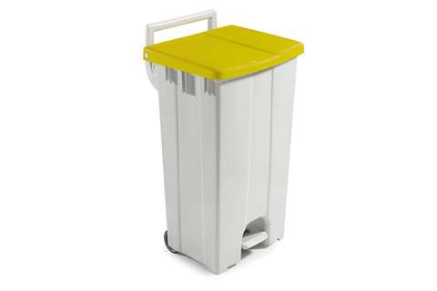 Poubelle avec couvercle coloré - 90 l - avec pédale et 2 roues