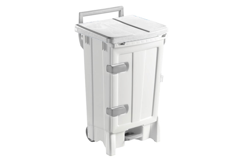 Poubelle mobile à pédale &amp; porte - 90 l - sur roues 