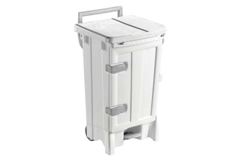 Poubelle mobile à pédale & porte - 90 l - sur roues