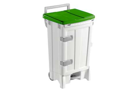 Poubelle mobile à pédale & porte - 90 l - sur roues