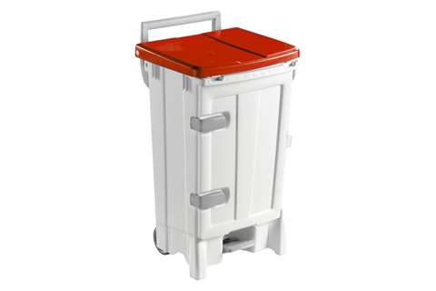 Poubelle mobile à pédale & porte - 90 l - sur roues
