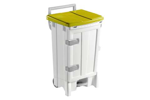 Poubelle mobile à pédale & porte - 90 l - sur roues