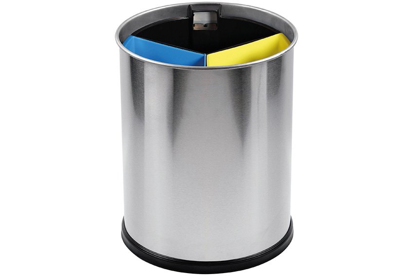 Corbeille ronde 13l - 3 compartements - insert noir/jaune/bleu 3,3l 